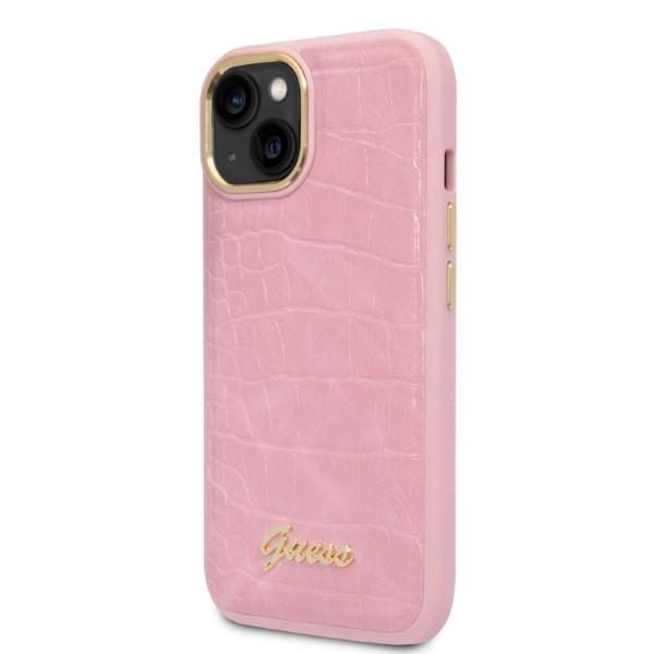 Guess Guhcp14Mhgcrhp Iphone 14 Plus / 15 Plus 6.7 Różowy/Pink Twarde Etui Kolekcja Croco