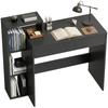 Modern PC Desk with 3 Open Shelves and a Drawer. 100x40x90cm. Black Wood