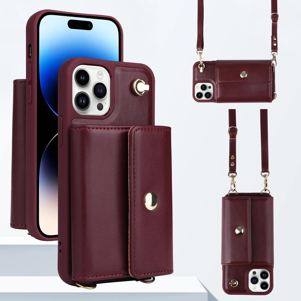 Crossbody Cards Solt Wallet Leather Case for IPhone 14 15 Pro Max 13 12 11 XR XS 7 8 SE 2022 Lanyard Long Strap Holder Bag Cover