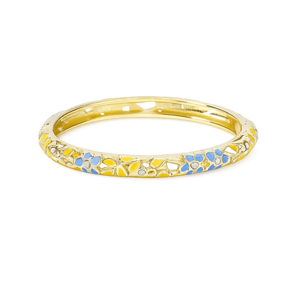 Traditional Flower Crystal Bangle Colorful Women's Hand Bracelet Vintage Cloisonne Bangle Ladies