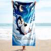 1PC Custom Name Penguin Dreams Moonlight Beach Towel Highly Absorbent And Sand-Resistant Towel for Swimming, Pool, Yoga, And Travel Lightweight