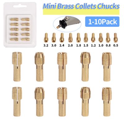 1-10 Paket Mini Matkap Pirinç Pens Mandren Dremel Döner Alet için 0,5-3,2 mm 4,3/4,8 mm Pirinç ve Somun Dremel Aksesuar Seti
