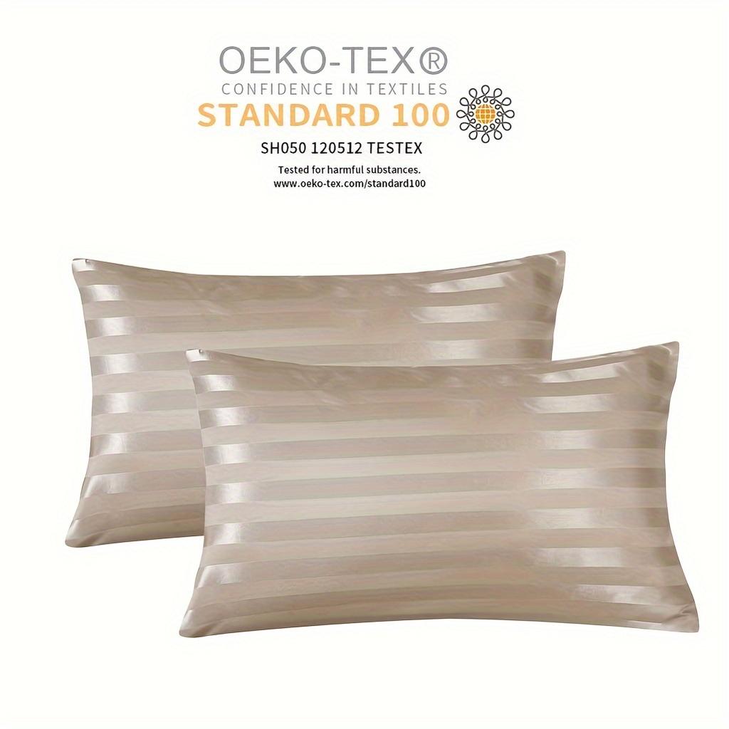 Stripe Pattern Envelope Closure Silky Pillowcase Set of 2 - Super Soft Weave, Hair and Skin Friendly, Machine Washable, Hotel Quality