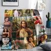 1Pc Lana Del Rey Print Flannel Blanket, High Quality Comfortable for All Seasons, Home Decor, Warmth and Comfort, Perfect for Christmas Gifts