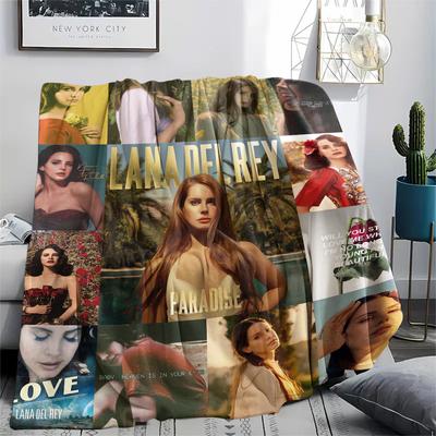 1Pc Lana Del Rey Print Flannel Blanket, High Quality Comfortable for All Seasons, Home Decor, Warmth and Comfort, Perfect for Christmas Gifts