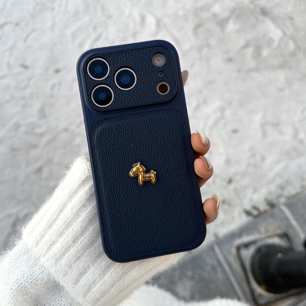 Golden Horse Red Leather Case for iPhone 16 Pro Max & 17 Pro Max