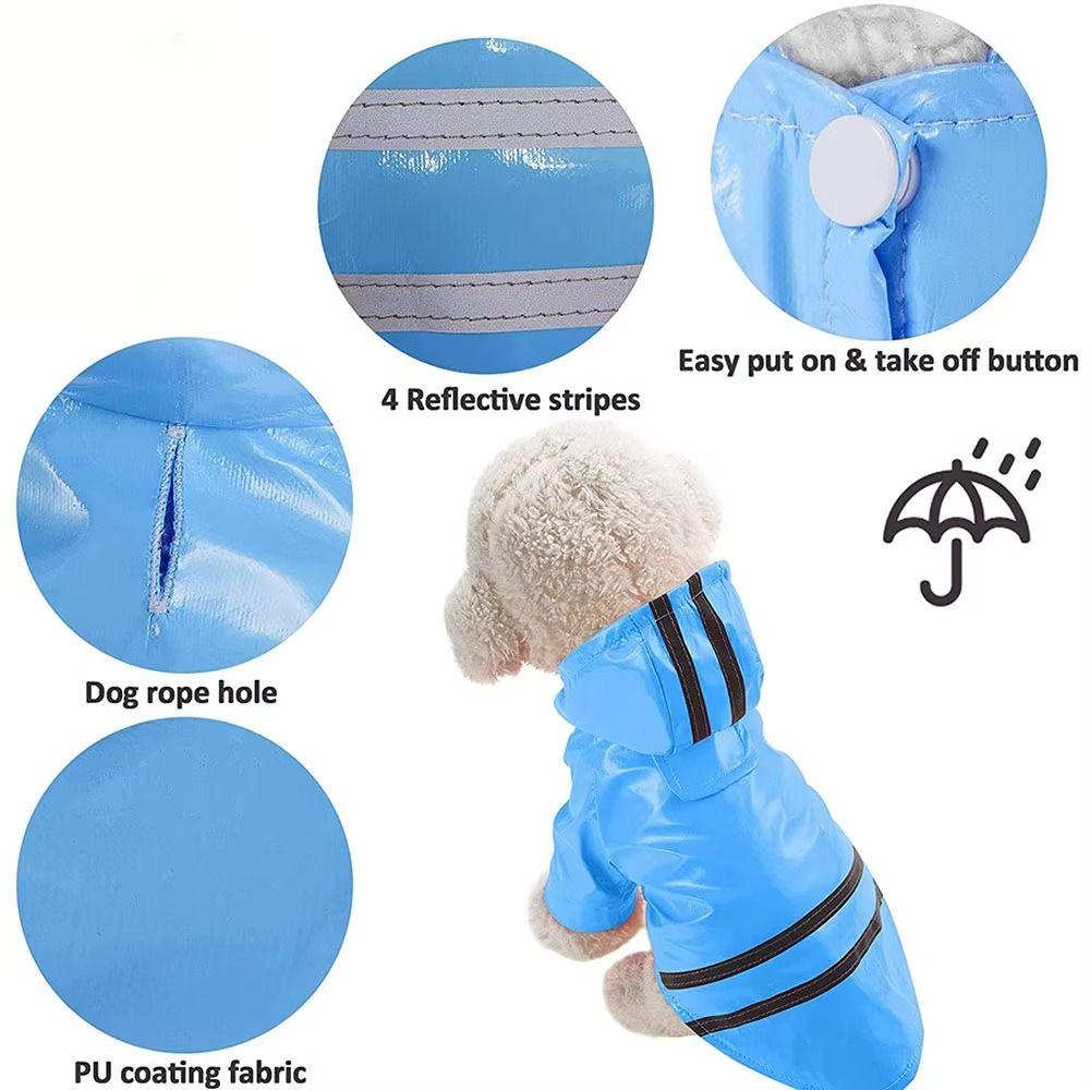 Reflective Dog Rain Cloak Towable Small Dog Clothes Windbreaker Pet Rain Jacket  Corgi