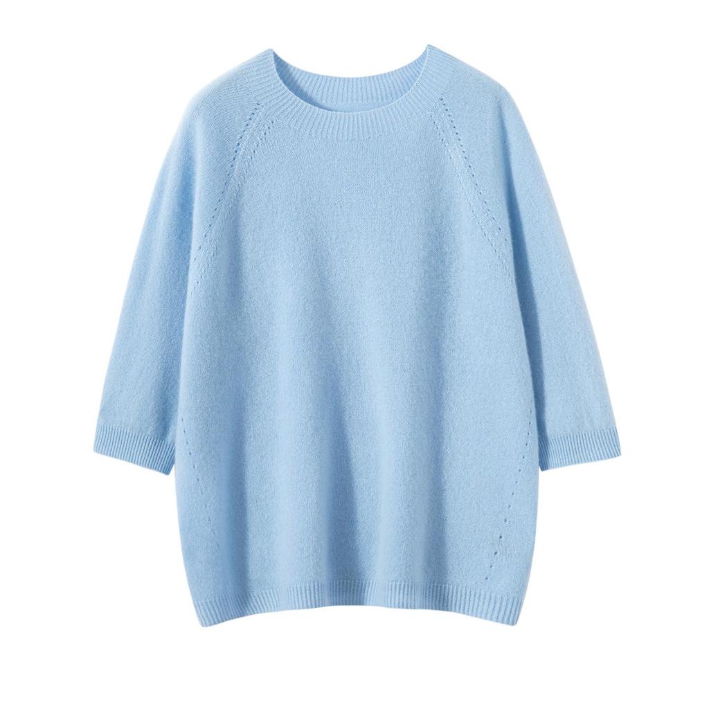 Cashmere Knit Five-Sleeve Women's Round Neck Short Sleeve Vest