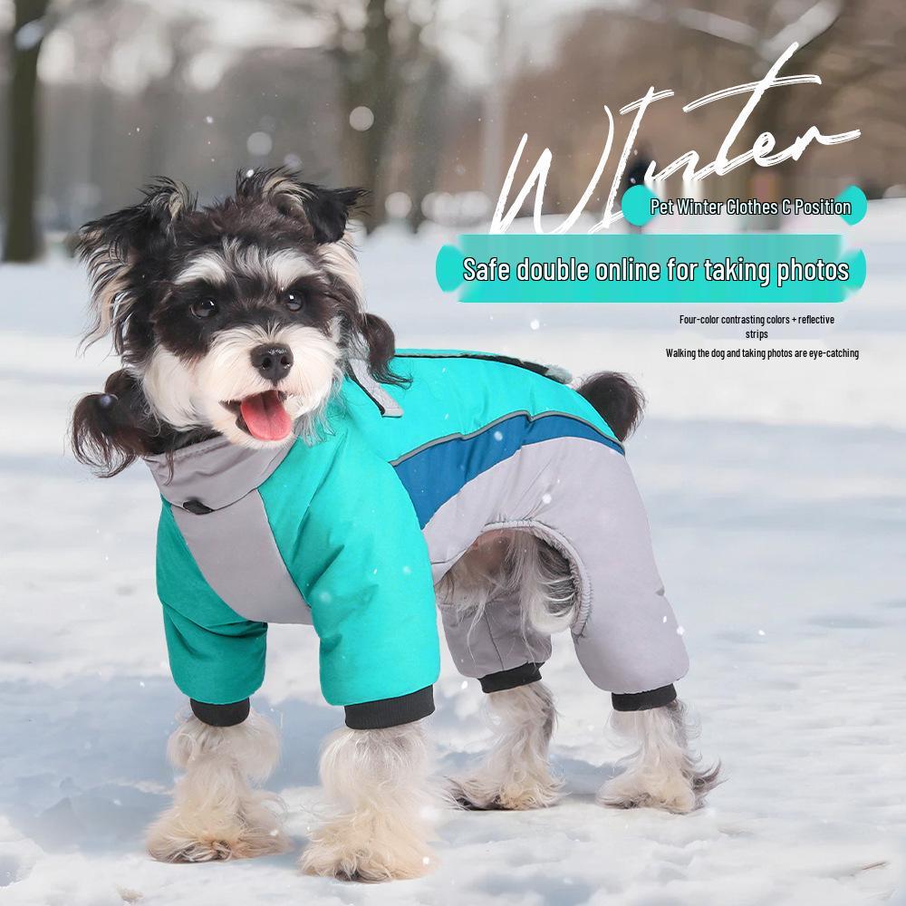 Reflective Four-Legged Cotton Dog Coat for Cold Weather