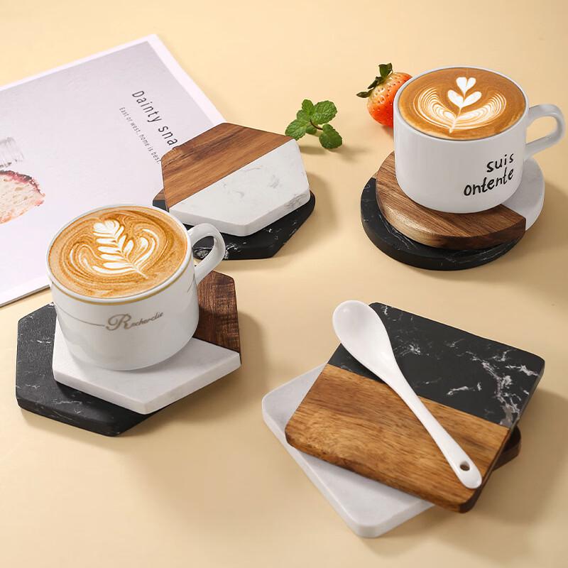 Marble and Acacia Wood Coasters