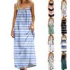 Women's Fashion Backless Spaghetti Strap Casual Loose-Fit Striped Print Dress