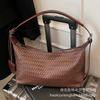 Retro woven bag women's large capacity 2025 new autumn and winter versatile shoulder underarm bag casual work commuter bag