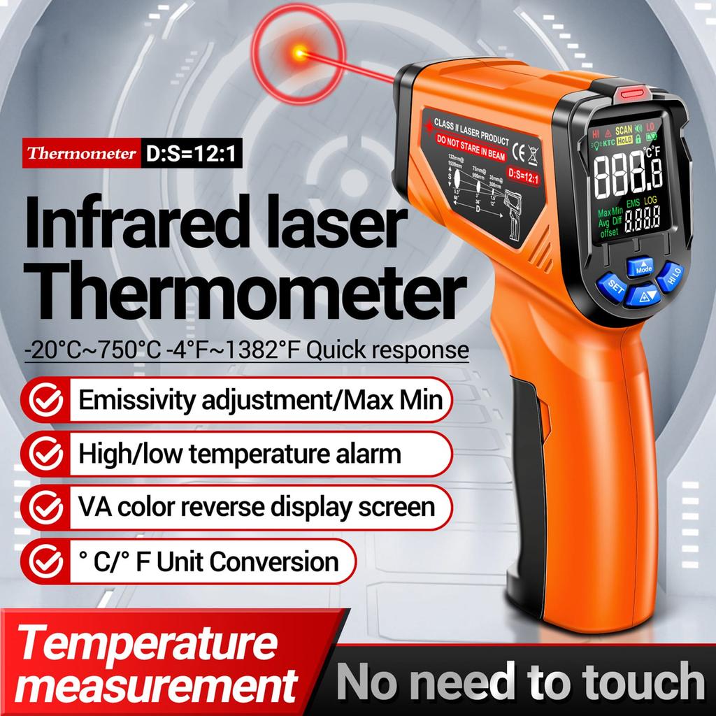   TH06 Infrared   Thermometer -20~750 / -4Stopień Fahrenheita~1382Stopień Fahrenheita   Reverse Screen Thermometer 0.1~1.00   Indu