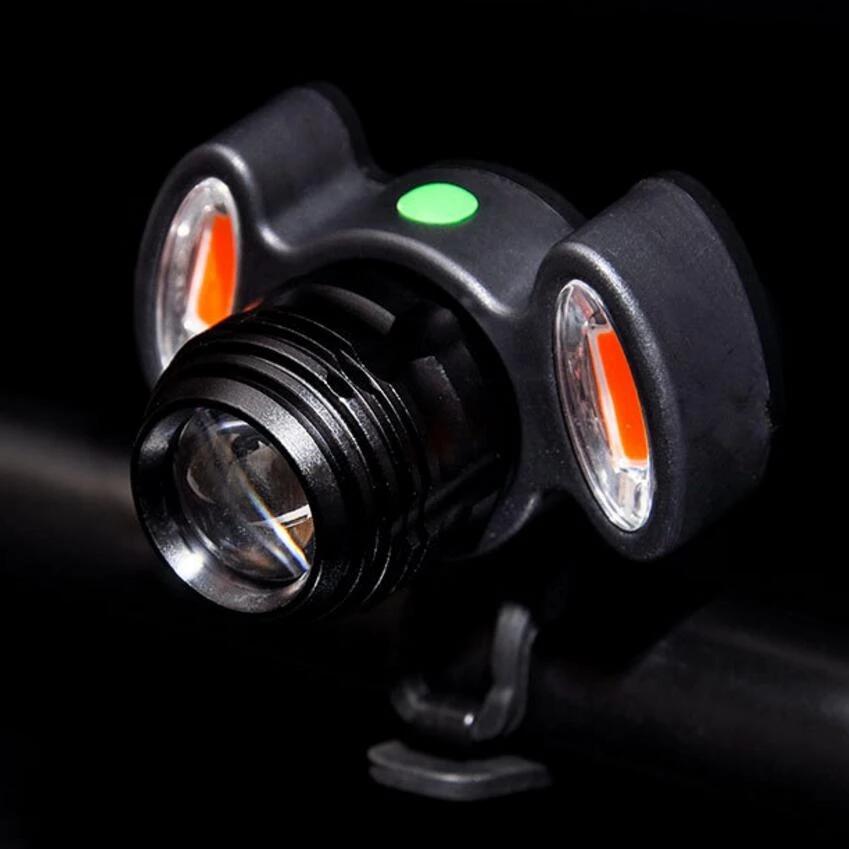 

Супер яркая велосипедная фара Три головки 3000 лм Свет Телескопический зум USB Перезаряжаемый Водонепроницаемый T6 COB Велосипедный передний свет чёрный