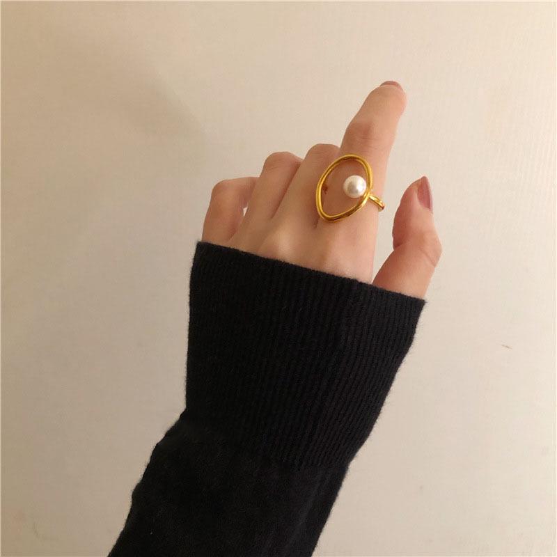 French Vintage Red Oval Women's 925 Silver-Plated Adjustable Ring - Korean Style Influencer Chic