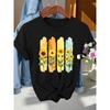Dames Vintage Zonnebloemprint Ronde Hals Korte Mouwen Casual Top voor Dagelijks Gebruik & Vakantie
