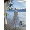 Thailand Travel Photo Slanted Shoulder Dress Niche Design Temperament Waist Skirt Sanya Vacation Beach Dress
