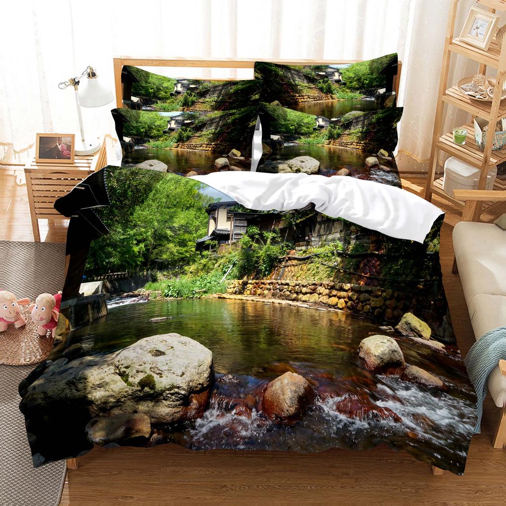 3D HD Scenic Quilt Cover Duvet Pillow Case bed Set Linen Woods Scene Forest King Queen Twin Single Double 3PCS 2PCS Home Textile