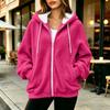Damen Kapuzenjacke mit Reißverschluss, lockerer Schnitt, lange Ärmel, Farbe