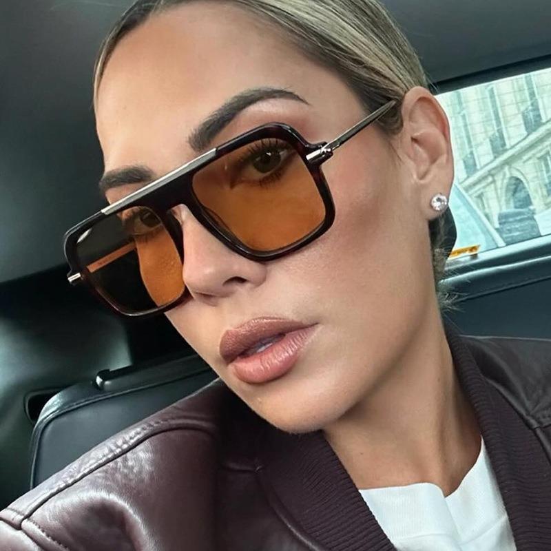 Vintage Colorful Metal Conjoined Square Sunglasses Women Men Retro Trend Sun Glasses Climbing Camping Glasses