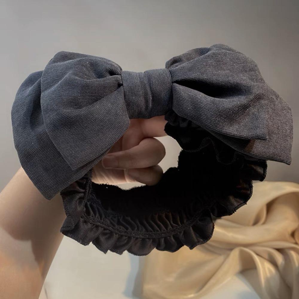 Double-layered Bow Headband Wash Face Face Washing Tools Durable Washing Face Hairband Home чёрный