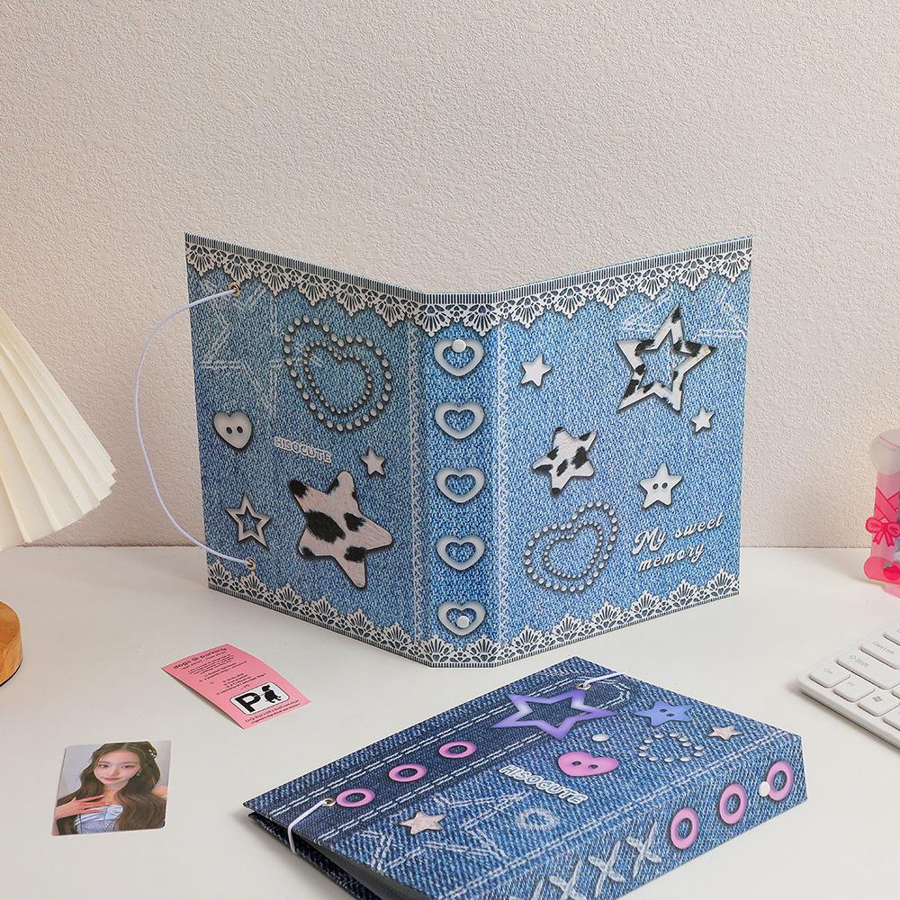 A5 Denim Photo Card Holder Binder Photocard Holder Book Album Photo Card Album Student School Stationery