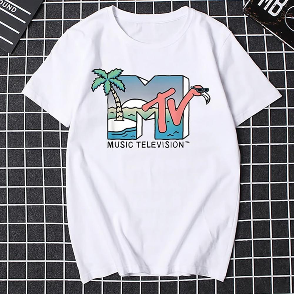 JRJZ Men's T-Shirt Mtv Retro Casual Cotton T-Shirt Retro Shirt Pop Music Tv Culture Bands Oversized Tops Men's Clothing #913091
