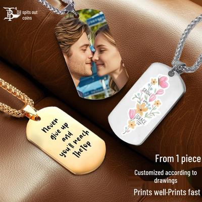 Customized Stainless Steel Photo Dog Tag Necklace - Trendy Men's Personalized Gift Pendant
