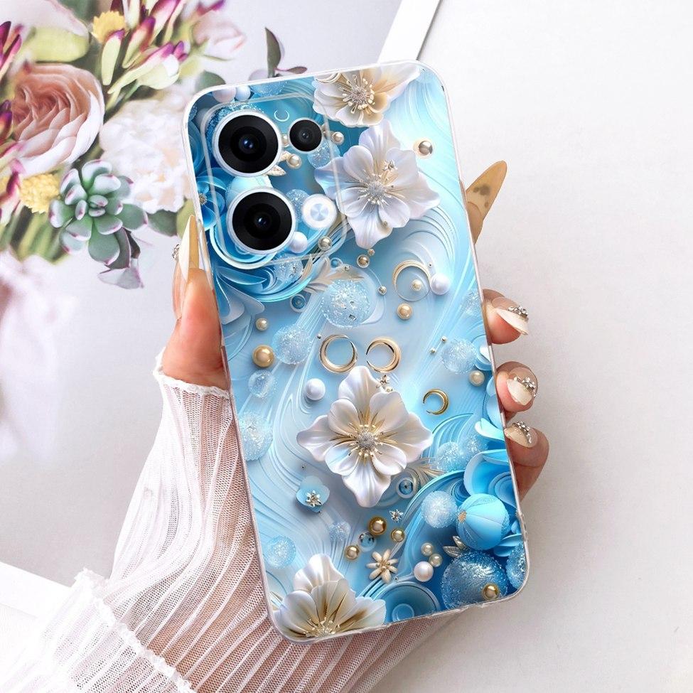 Transparent For Oppo Reno13 Case CPH2689 Cute Cat Fashion Butterfly Funny Painted Casing For Oppo Reno 13 PKM110 Cover