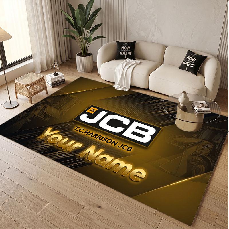 Custom Rug JCB Pattern Print Name Text Soft Non‑Slip Floor Carpet for Home Indoor Decoration