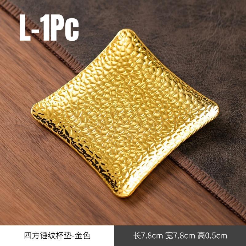 1 Stück Gold Retro Metall Untersetzer Exquisite Isolierunterlage Teetabletts für Zuhause Teeräume Vintage KongFu Teezeremonie Zubehör Geschenk