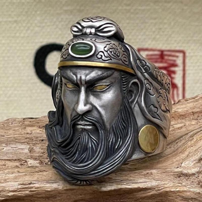 New Domineering Guan Erye Guan Gong Ring Men's Trendy Retro Domineering Ring Ring Adjustable