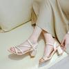 Fashion Woman Shoes Open Toe Sandals for Women High Heels Office Work Leather Pumps White Heeled Daily H Chic and Elegant Korea Footwear