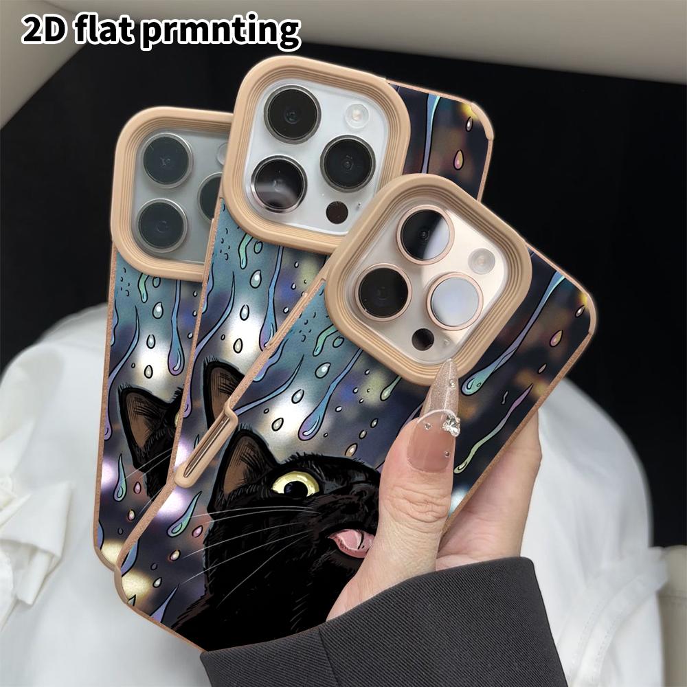 Phone Case: 2D flat lambskin suitable for iPhone 18, 17, 16, 15, 14, 13 Pro film protection case,rainy night city, Christmas and Halloween gifts
