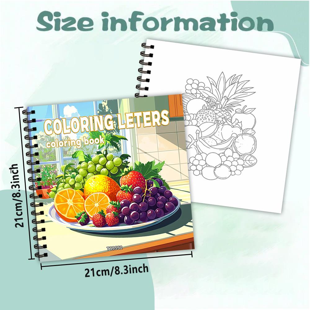 Fruit Series Coloring Book, Teen Coloring Book, Lots of Different Patterns, 100g Thick Paper, Stress Relief, Birthday Gift
