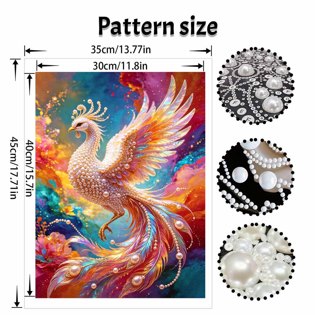 Shiny Pearl Elegant Phoenix Bird DIY Painting Creative Bead Art Craft Household Wall Decoration Nice Present For Art Hobbyists Home Ornament Decor