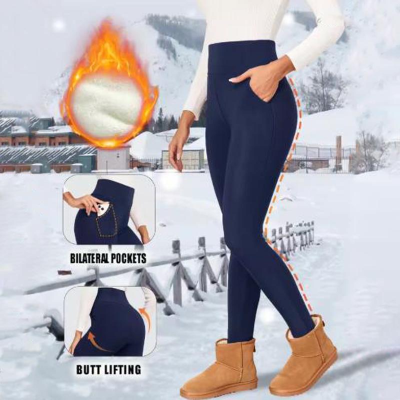 Pockets Thick Winter Warm Leggings Women Casual Velvet Warm Leggings Warm Pants