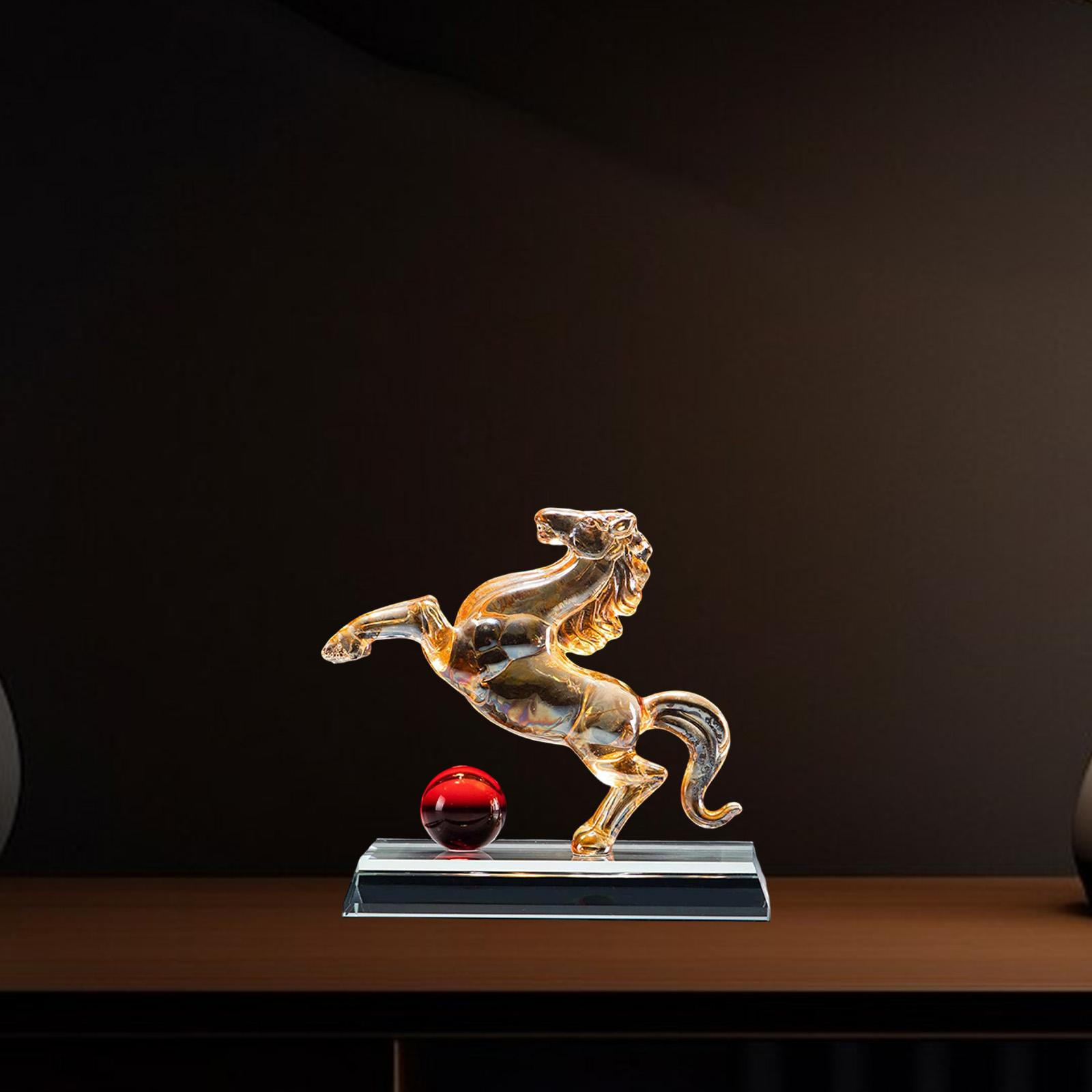Animal Sculpture Art Figurine Desktop Bookshelf Dorm Shop Glass Horse Statue Style A