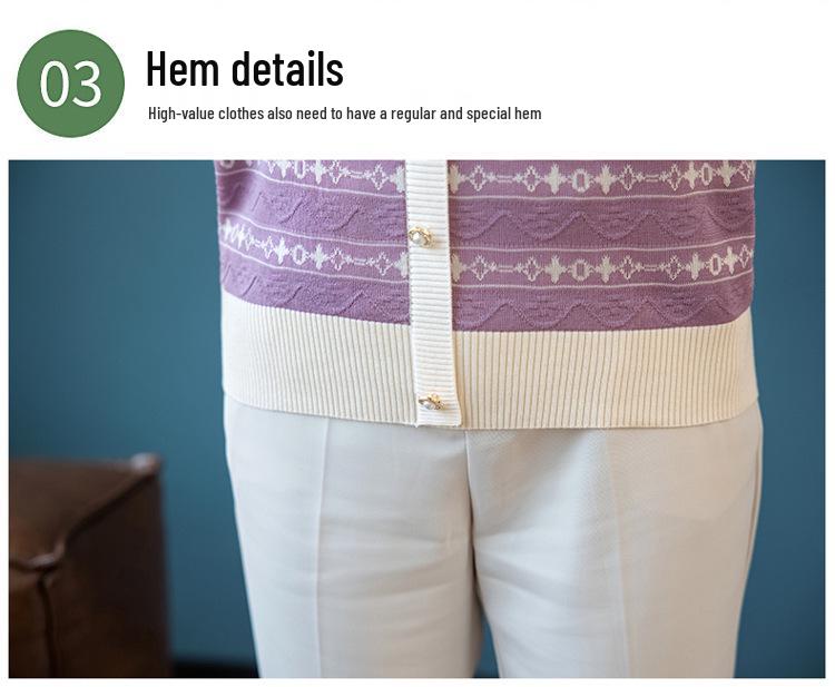 Women's V-neck Ice Silk Knit Cardigan-Style Short Sleeve Top, Plus Size, Lightweight, Summer T-shirt
