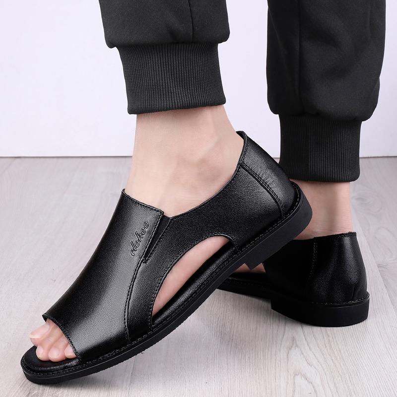 Fashion Genuine Leather Sandals for Men Handmade Sewing Summer Flats Luxury Designer Casual Beach Shoes Breathable Outdoor Mens Sandals