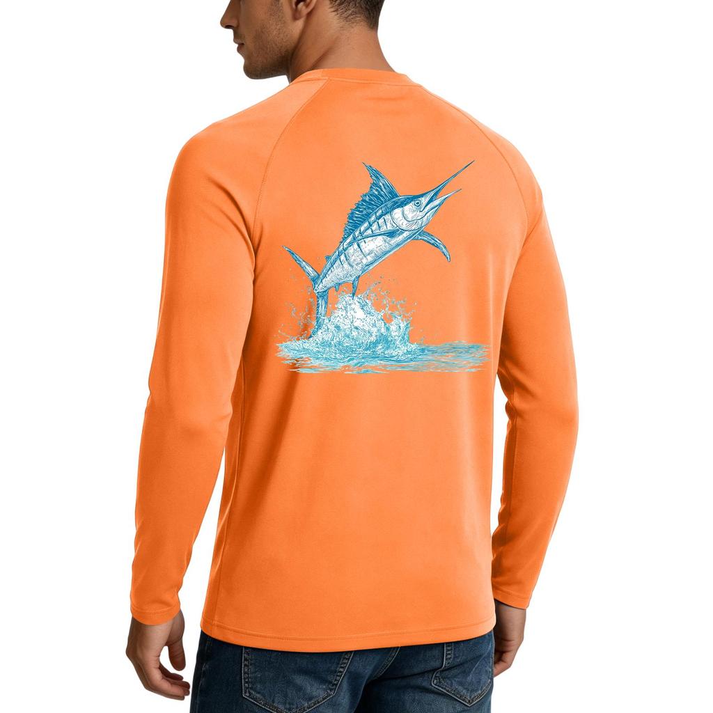 Men's Long Sleeve UPF50+ Sun Protection Shirt Stretch Lightweight Outdoor Sports Fishing Running Top