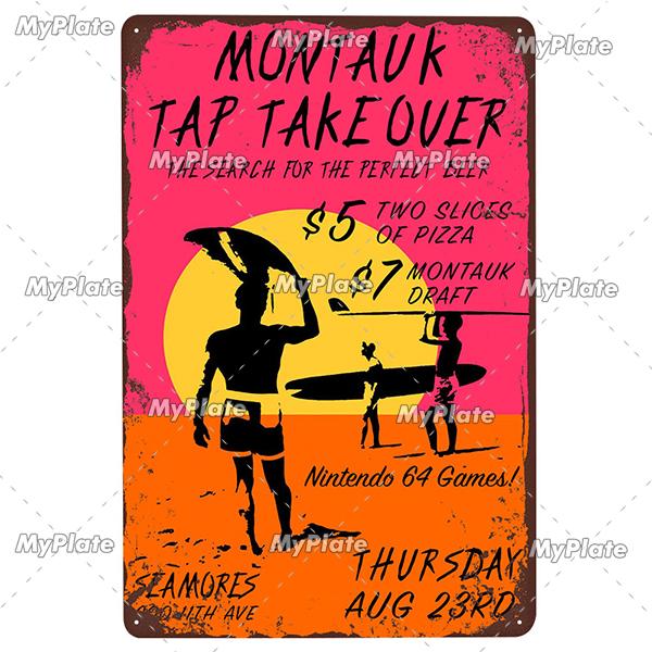 Surf Shop Vintage Metal Signs Decor Rust Tin Sign Wall Art Stickers Hawaii Poster for Bar Pub and Club Room Wall Art Decoration