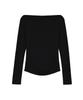 Nigaennikol Shirring Drape Boat Neck Top_Black