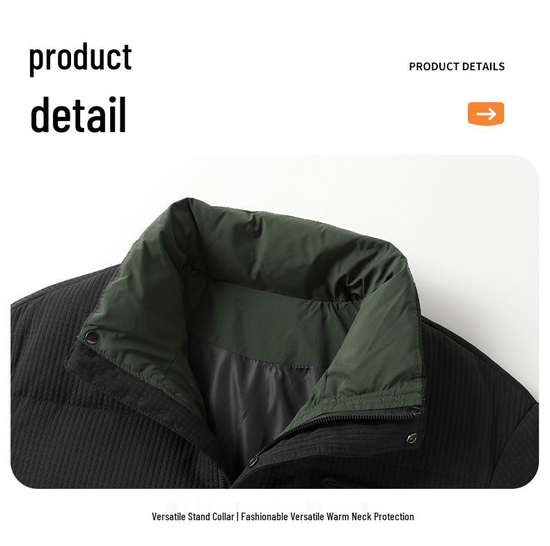 Men's Trendy Winter Down Jacket, Dual Opening, Thickened for Warmth, High-Quality Lapel Outerwear, National Standard Live Stream Best Seller.