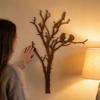 Farmhouse Style Metal Tree Branch Bird Silhouette Decor  Garden Fence