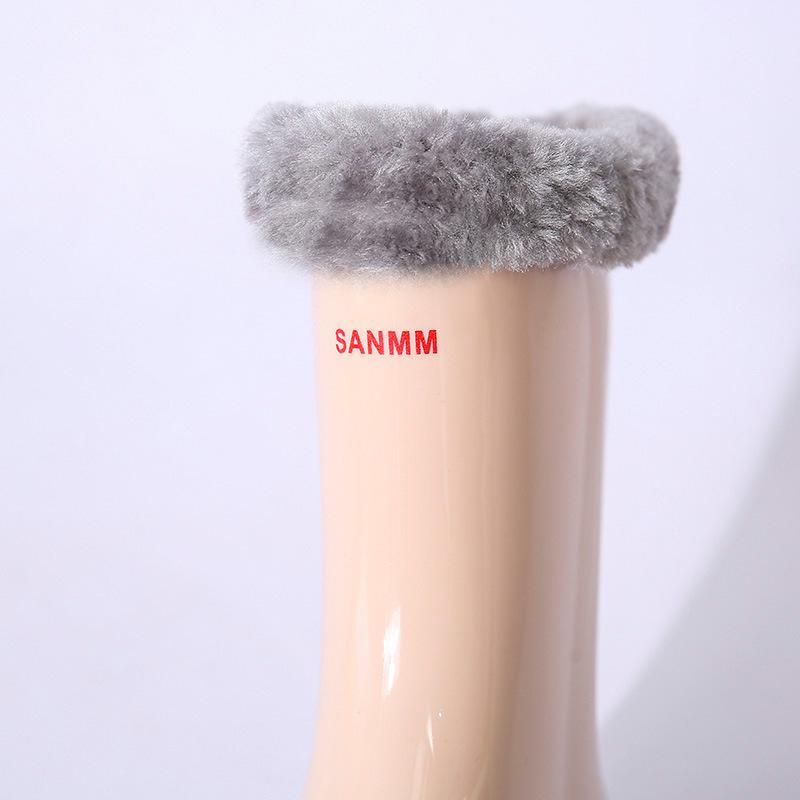 Mode Damen-Wasserschuhe mit mittelhohem Schaft Regenstiefel mit Plus-Samt und Baumwolle Damen-Gummischuhe Überschuhe