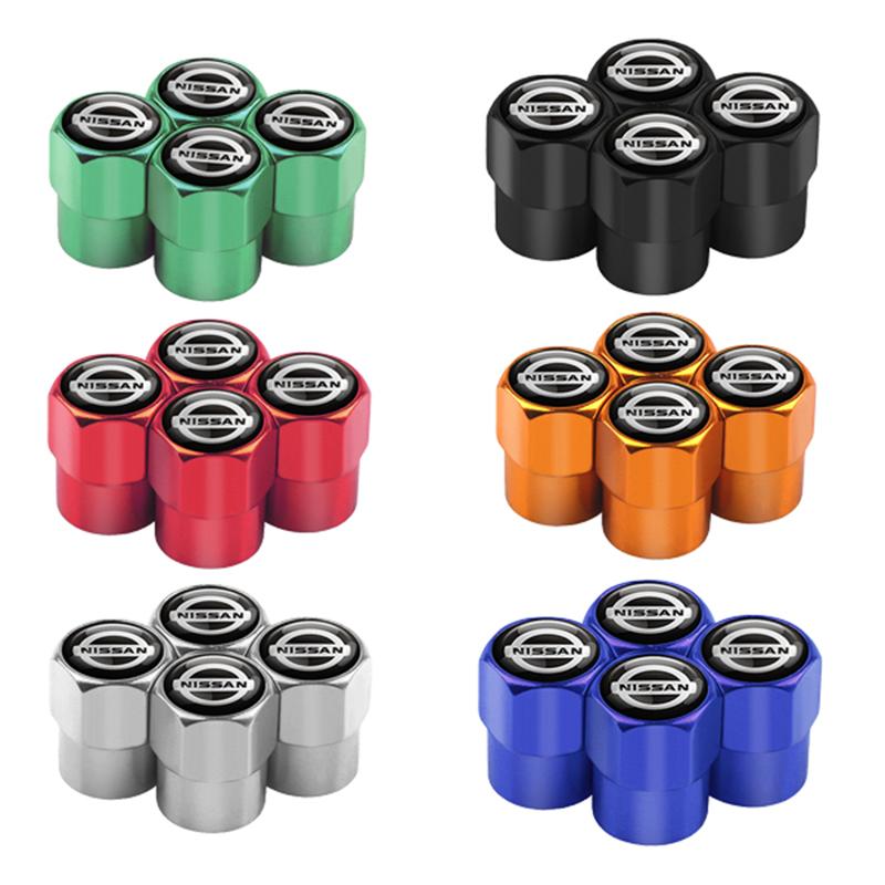 APU1 4PCS Metal Car Badges Wheel Tire Valve Caps Covers Car Accessories For Nissan Nismo X-Trail 1 2 T32 Almera Qashqai Skyline Note