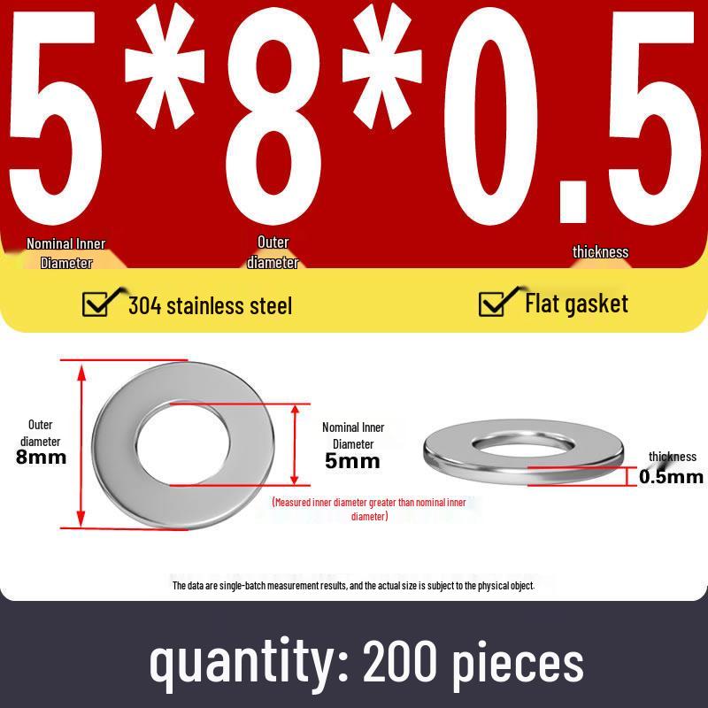 Plochá podložka z nerezové oceli 304 pro nastavení vůle hřídele (0,1/0,2/0,3 mm)