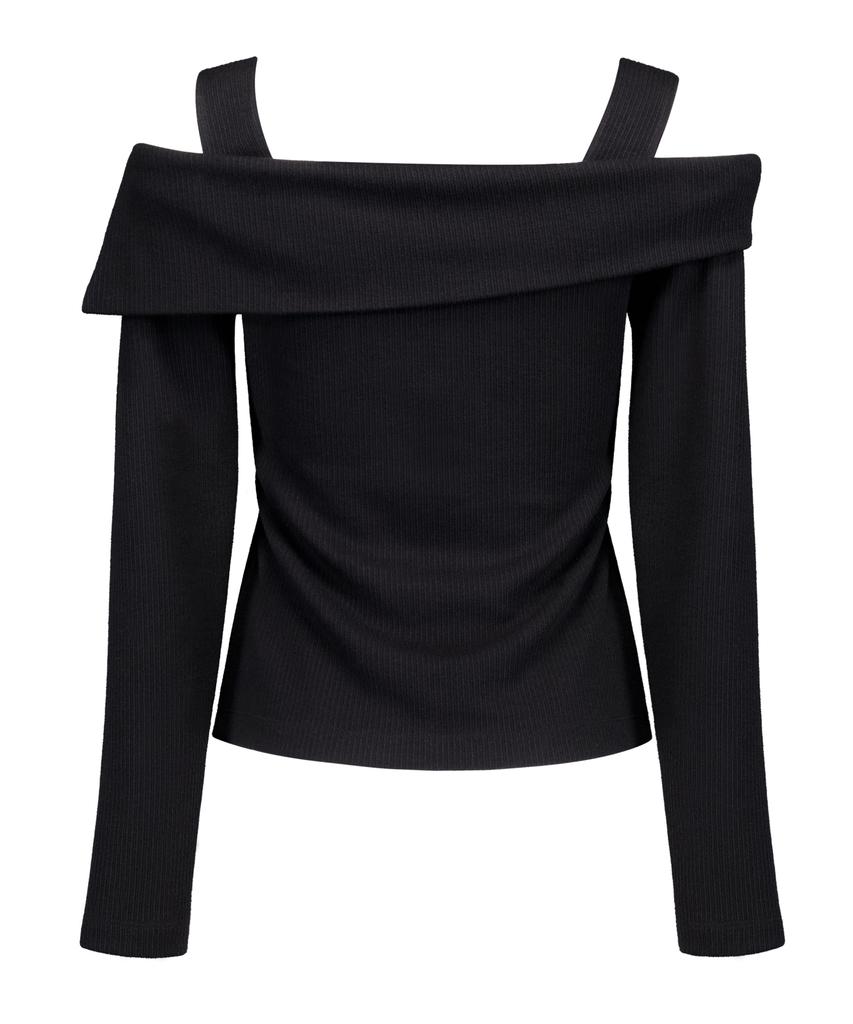 Myuleus Off-Shoulder Strap Knit [Black]
