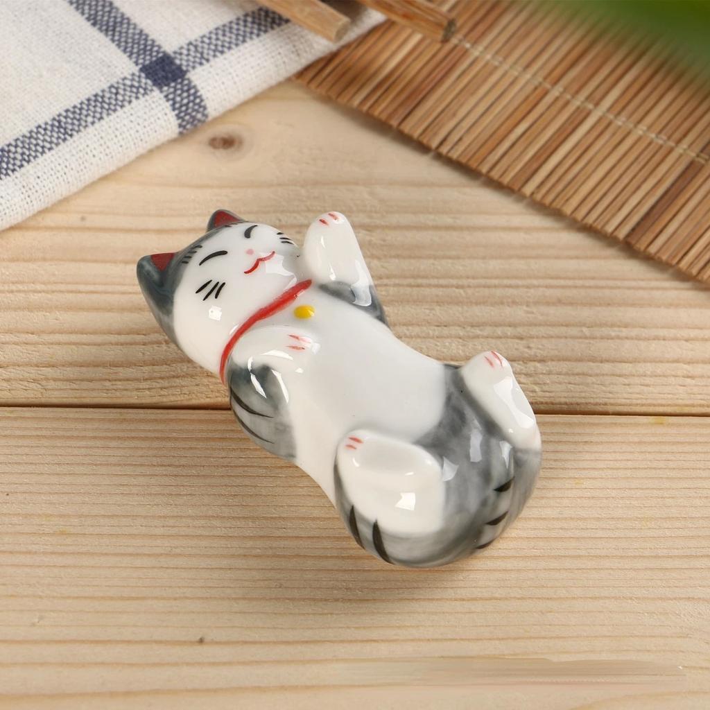 1pc Ceramic Cute Chopstick Holder Tableware Japanese Style Underglaze Restaurant Simple Oval Spoon Bracket Utensil for Kitchen
